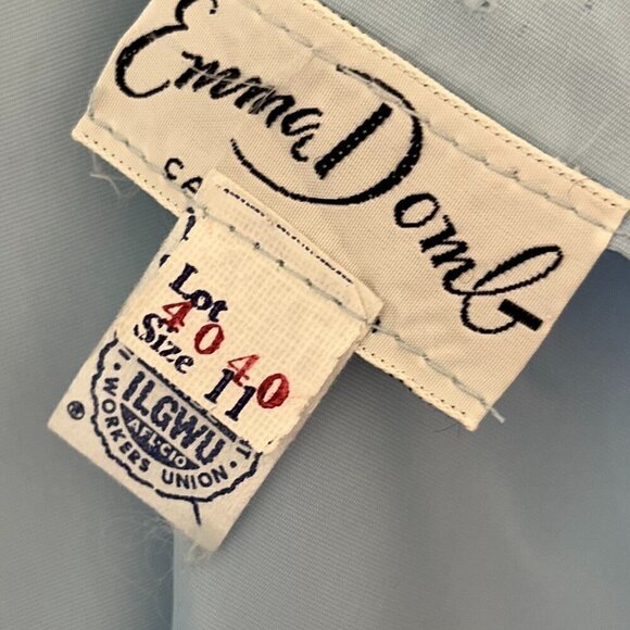 Vintage Emma Domb 60's Blue Jackie O Lace Detail Sleeves Midi Bow Dress Sz 11 - Picture 10 of 13